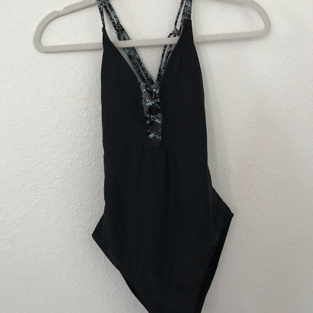 Black Strappy One-Piece Swimsuit